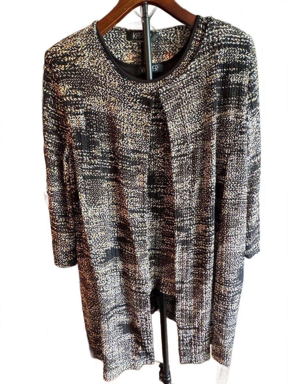 Kasper Black and Gold Knit 2-piece Sweater Set 1/2X